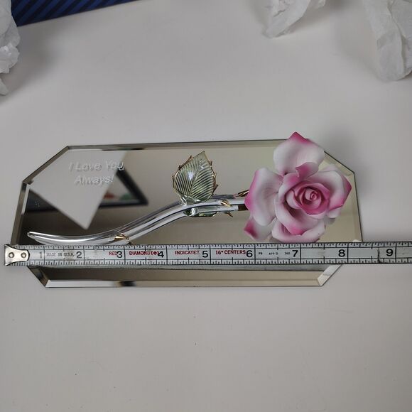 Collectible Clear Crystal Rose with Mirror "I Love You Always" Romantic Gift Y2K - Picture 10 of 11
